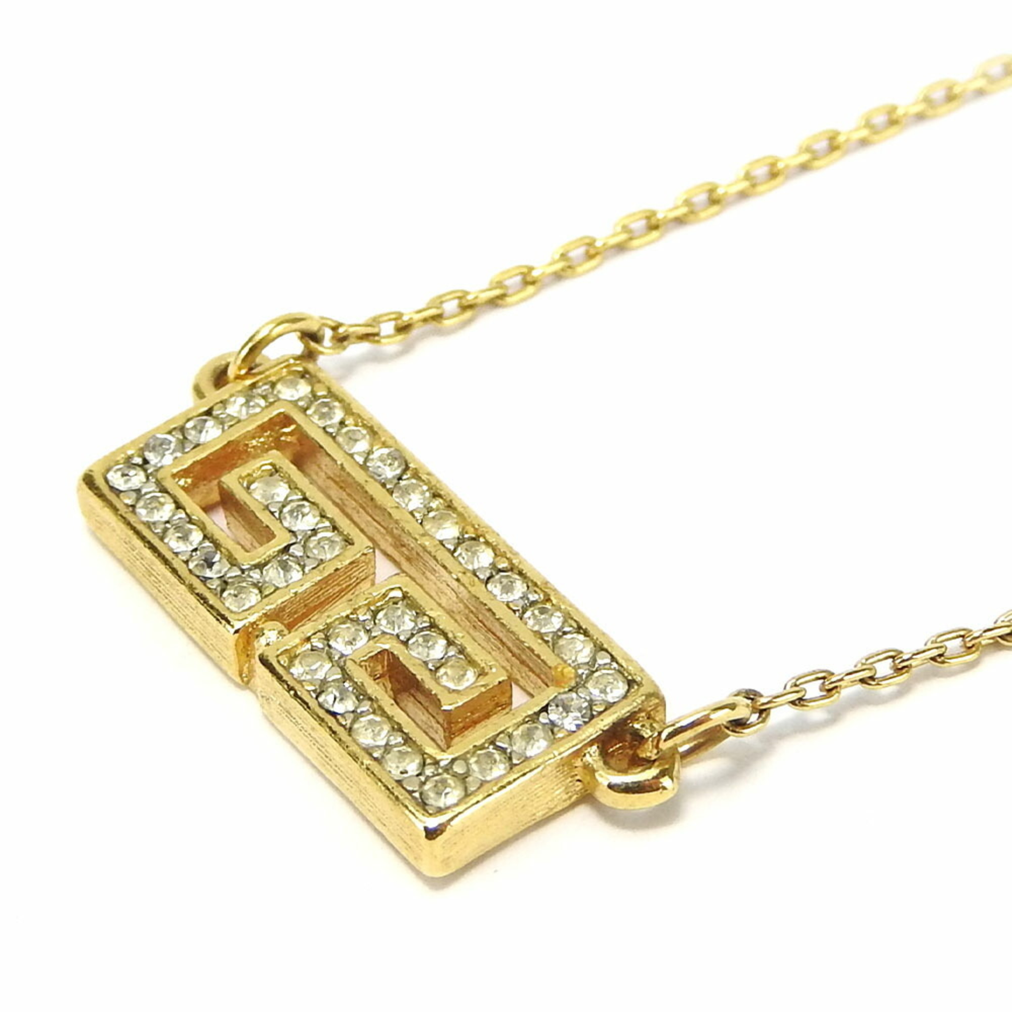Givenchy Necklace Metal Gold Plated Rhinestone Women's
