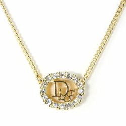 Christian Dior Necklace Metal Gold Plated Rhinestone Women's