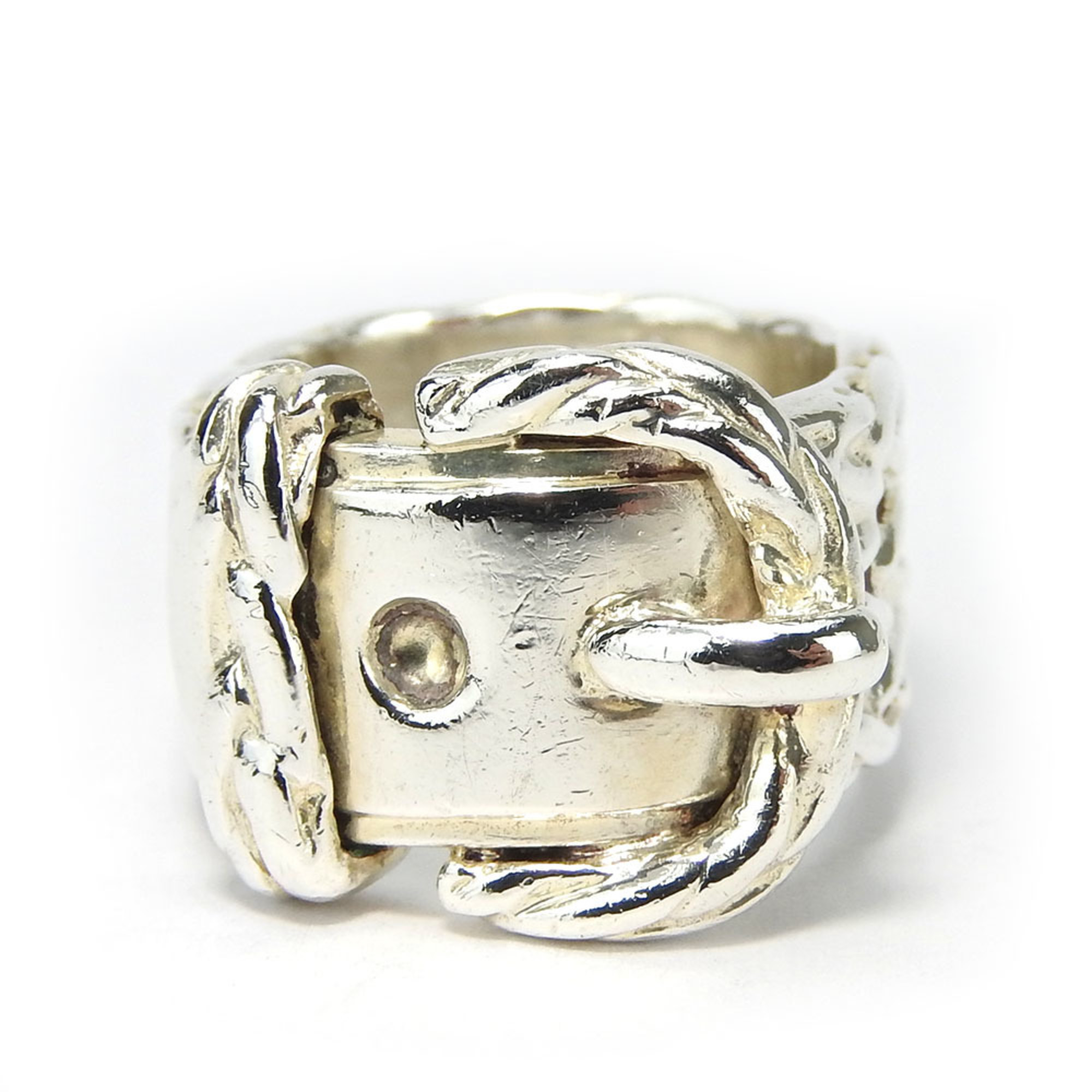 Hermes Ring Diane 50 Silver 925 Approx. 11.9g Belt Motif Women's HERMES