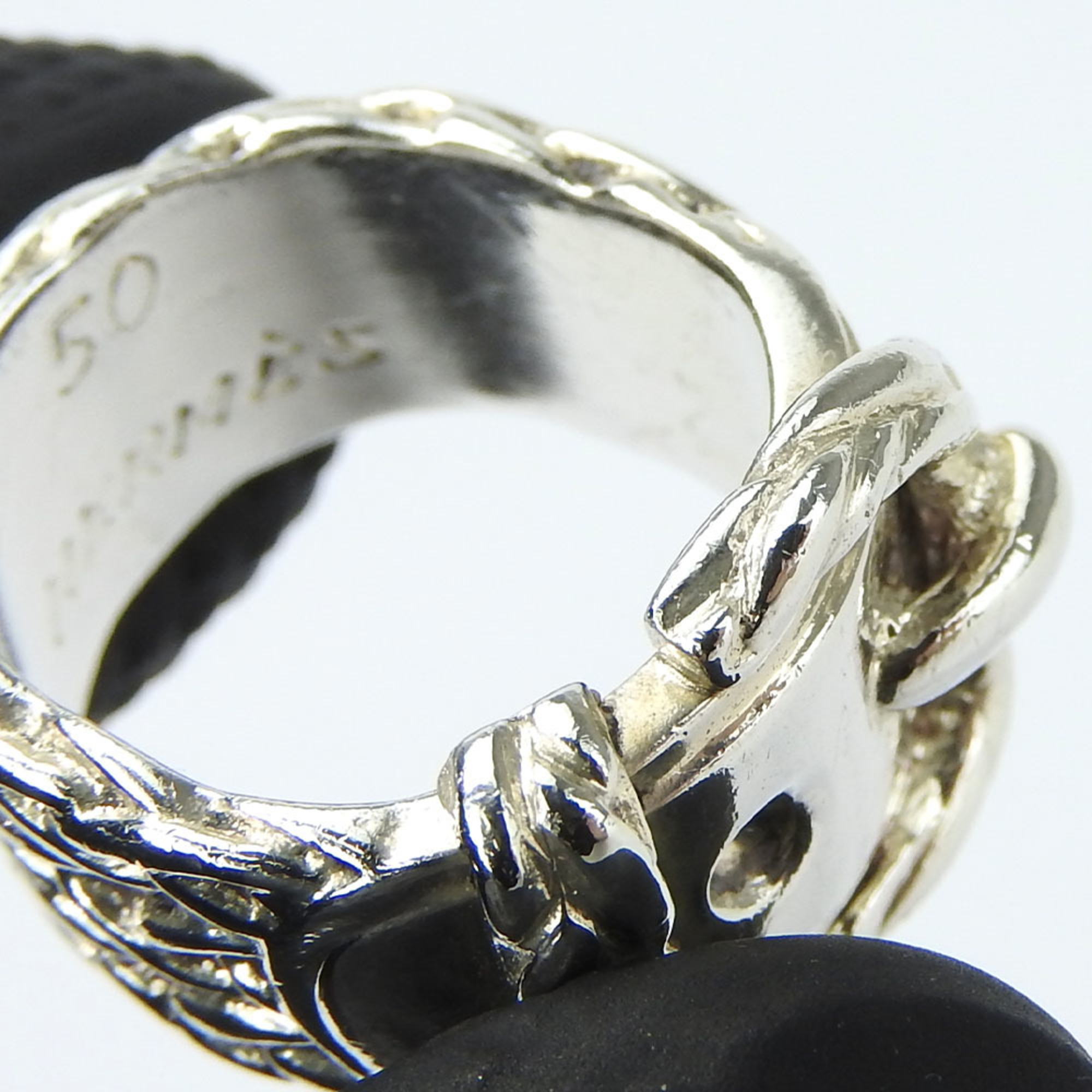 Hermes Ring Diane 50 Silver 925 Approx. 11.9g Belt Motif Women's HERMES