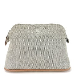 Hermes Pouch Bolide Canvas Leather Grey Bag-in-Bag for Women HERMES
