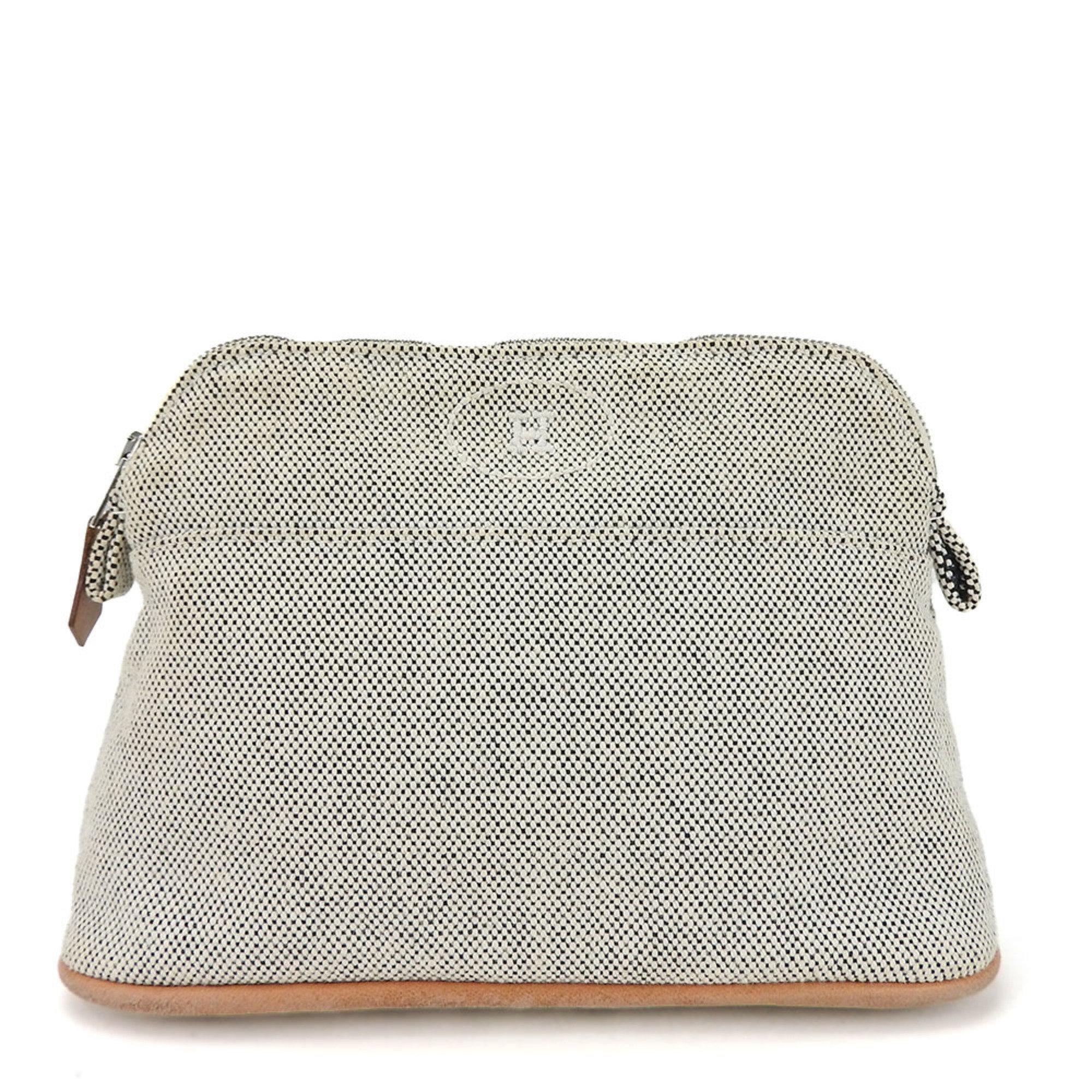 Hermes Pouch Bolide Canvas Leather Grey Bag-in-Bag for Women HERMES