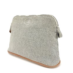 Hermes Pouch Bolide Canvas Leather Grey Bag-in-Bag for Women HERMES