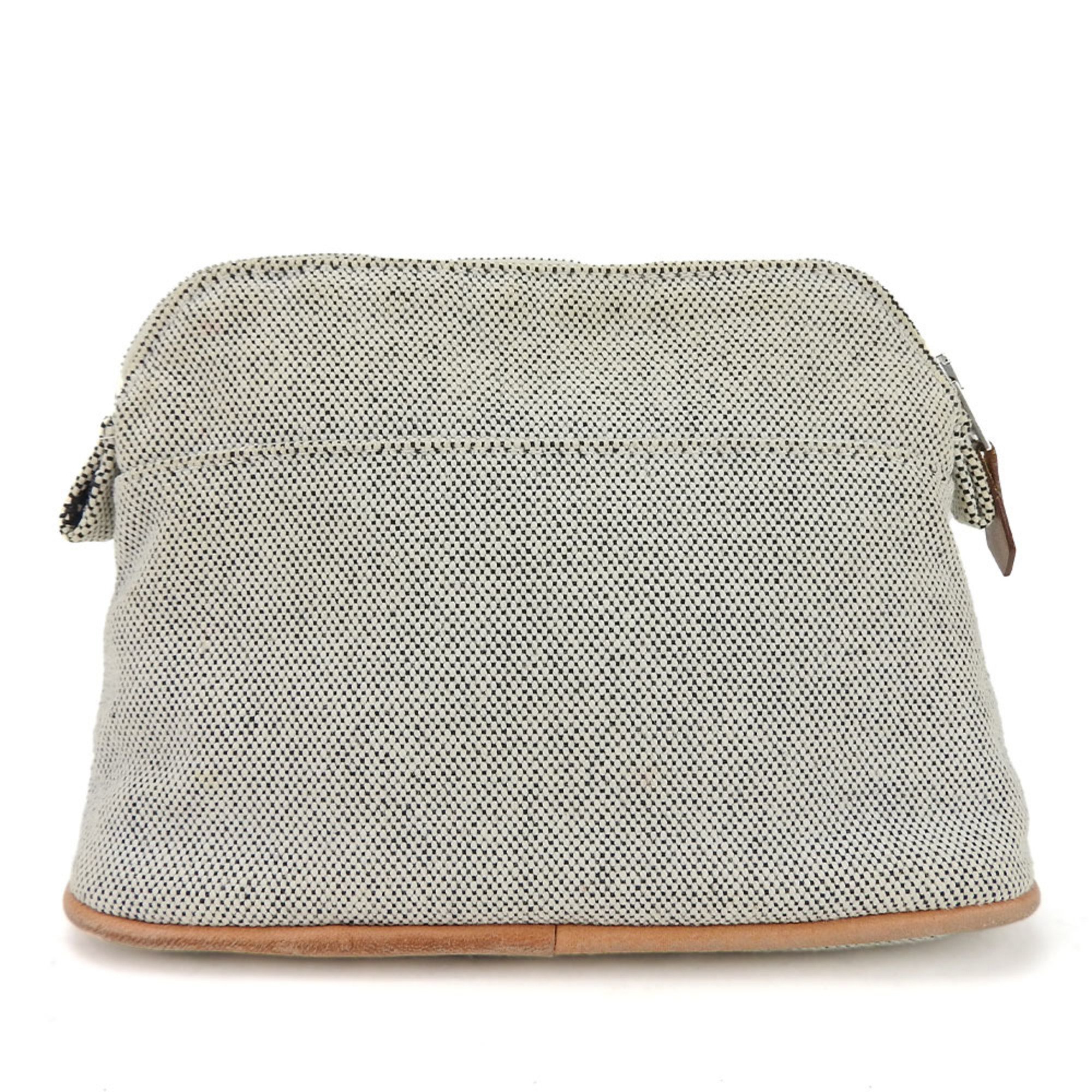 Hermes Pouch Bolide Canvas Leather Grey Bag-in-Bag for Women HERMES