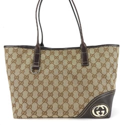 Gucci Tote Bag 169946 Interlocking GG Canvas Leather Beige Brown Women's GUCCI