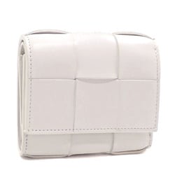 Bottega Veneta Tri-fold Wallet Maxi Intrecciato Women's White Lambskin 667127 Leather Compact