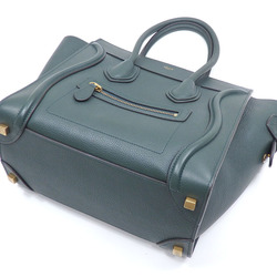 Celine handbag luggage micro shopper ladies dark green leather