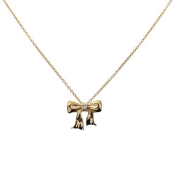 Tiffany Diamond Necklace for Women, K18YG, 3.0g, 750, 18K Yellow Gold, Ribbon Motif