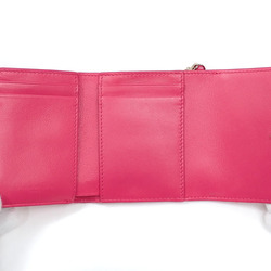 Christian Dior Tri-fold Wallet Lady Lotus Women's Passion Pink Patent Leather S0181OVRB_M18F Cannage
