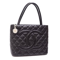 Chanel Reproduction Tote Bag Matelasse Women's Black Caviar Skin A01804 Hand Coco Mark