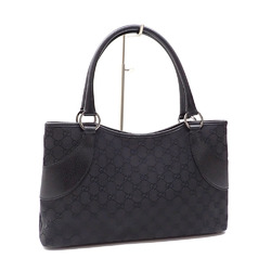 Gucci Tote Bag Women's Black GG Canvas Leather 113015