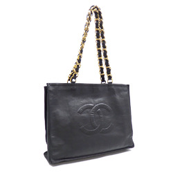 Chanel Chain Tote Bag for Women, Black, Lambskin, Coco Mark