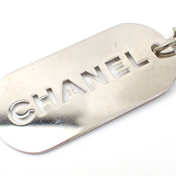 Chanel Keychain Silver Women's Men's Dog Tag Metal 04V