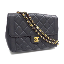 Chanel Chain Shoulder Bag Matelasse Women's Black Lamb Leather Coco Mark