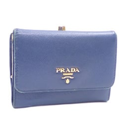 Prada Tri-fold Wallet for Women, Brietta Blue, Saffiano Leather, 1M1392