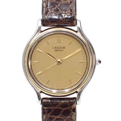 Seiko Watch Credor Ladies Quartz SS 18KT Leather Strap 4J81-0A60 Battery Operated