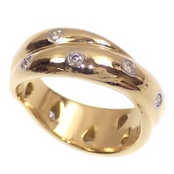 Tiffany Dots Twist Ring for Women, Diamond, K18YG, Pt950, Size 11, 9.2g, 18K 750 Yellow Gold, Platinum