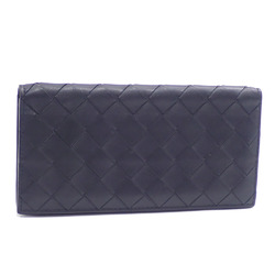 Bottega Veneta Bi-fold Long Wallet Intrecciato Men's Nero Black Calfskin Leather