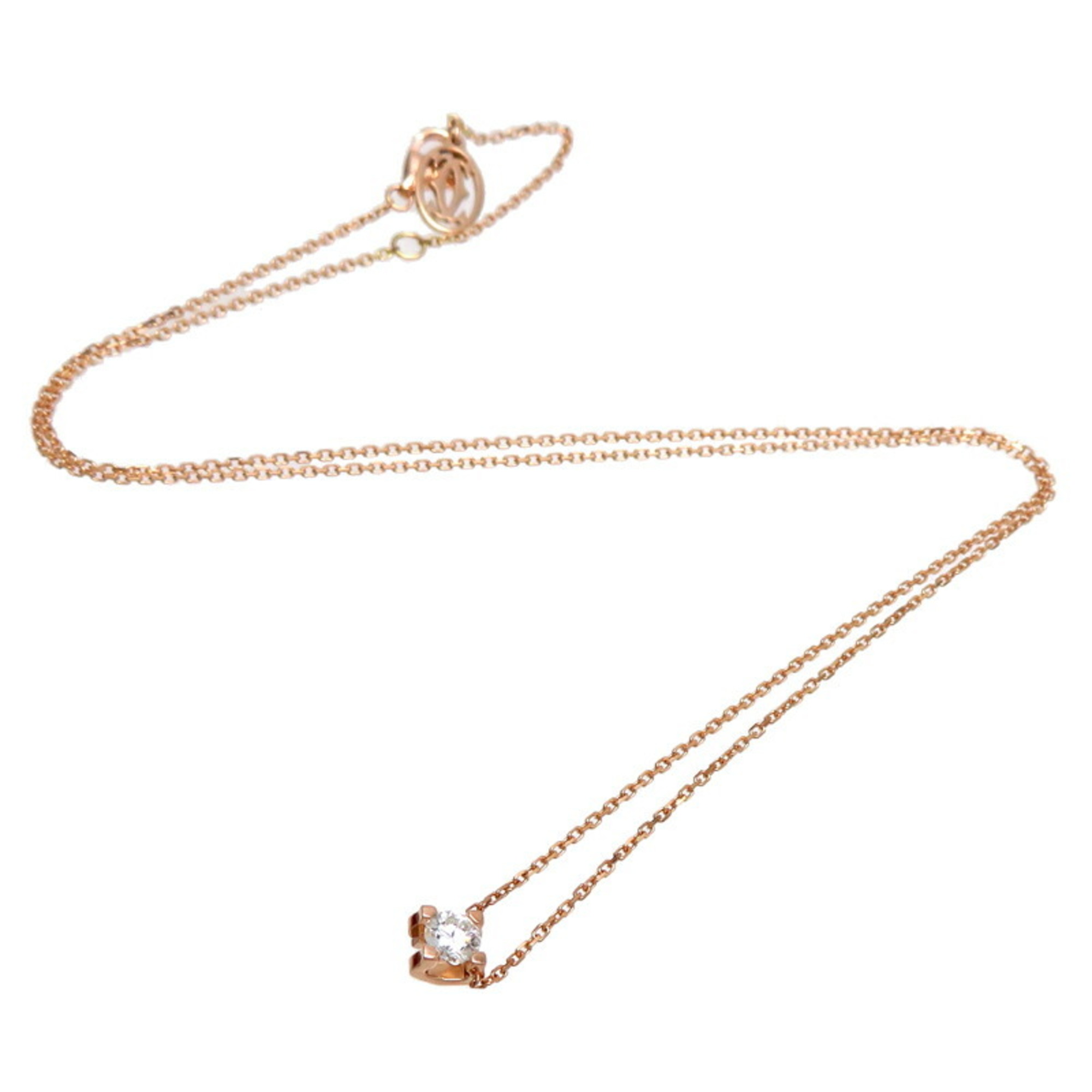 Cartier 0.23ct Diamond C de Women's Necklace N7413800 750 Pink Gold