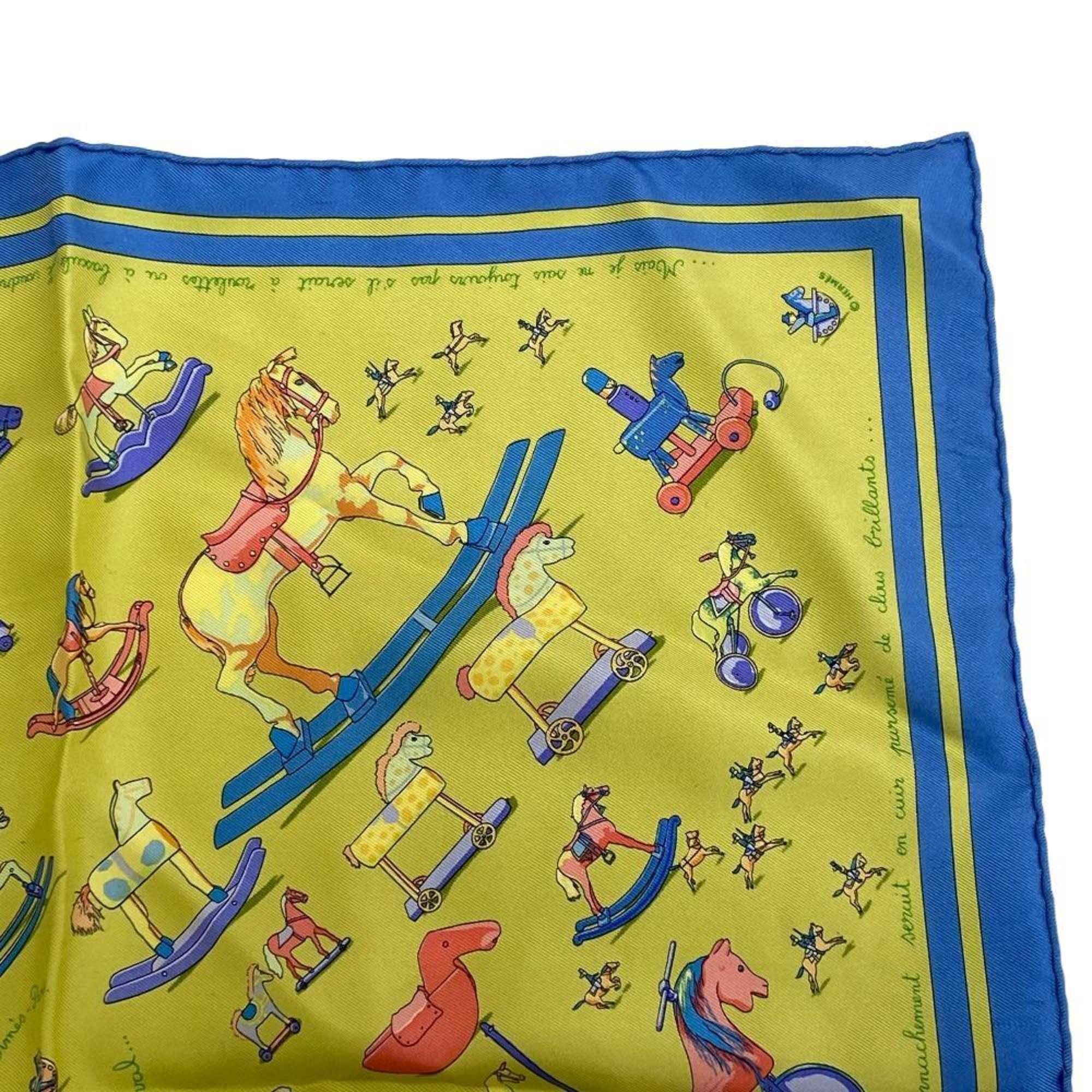 HERMES Hermes Carre 45 Raconte moi Le Cheval Talking about Horses Scarf Muffler Yellow Women's Z0006536
