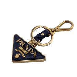 PRADA Prada Key Ring Charm Triangle Plate Holder Black Women's Z0004891