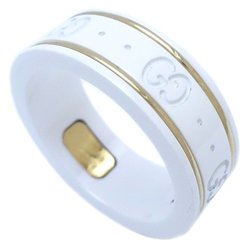GUCCI Icon Ring #13 White Ceramic x K18YG Yellow Gold 291761