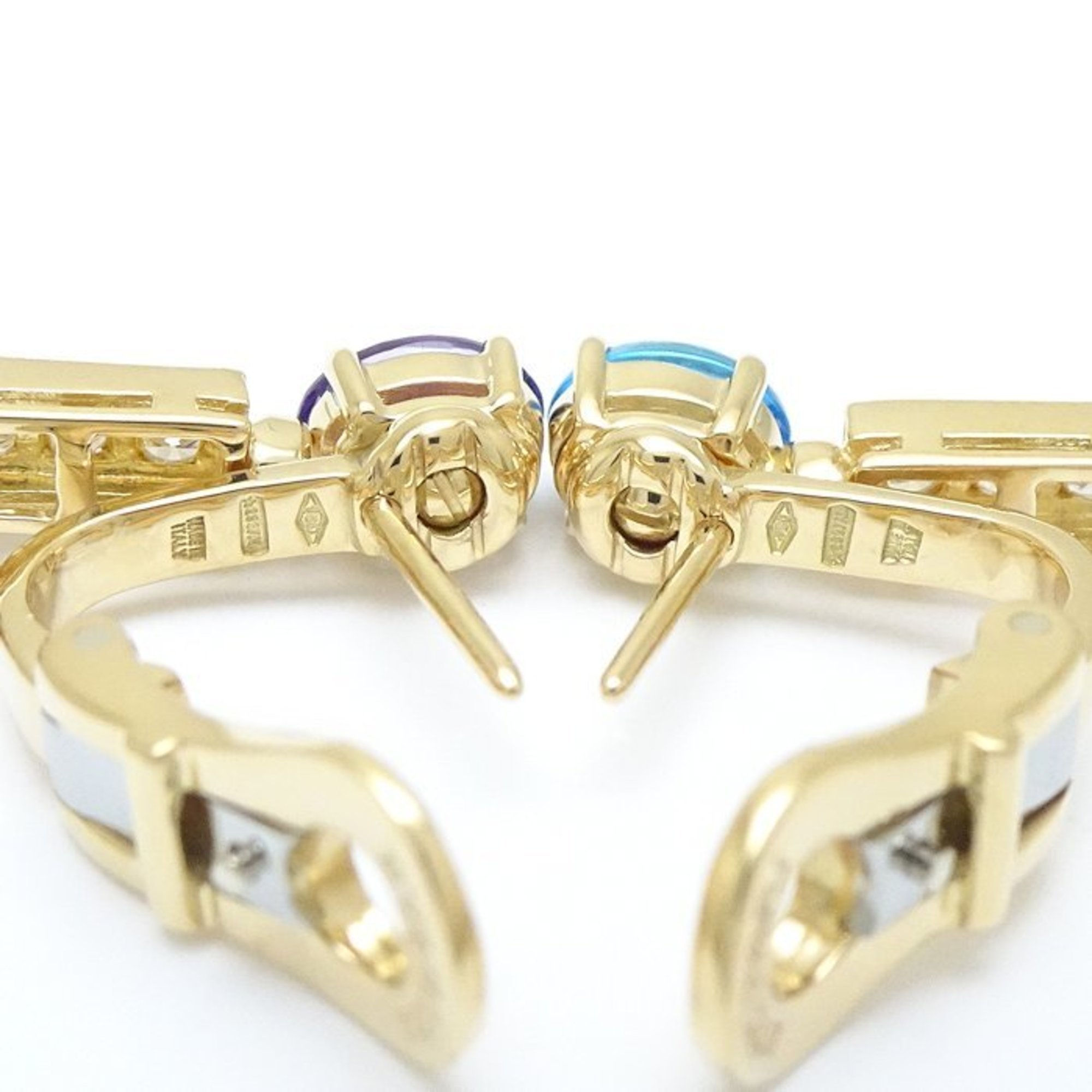 BVLGARI Allegra Earrings Citrine Tourmaline Topaz Amethyst Diamond 334677 K18YG Yellow Gold 291720