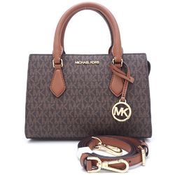 Michael Kors Center Zip Satchel Small 35S3G6HS5B 2-Way Bag Sheila Coated Canvas x Leather Brown Outlet 351189