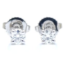 TIFFANY&Co. Tiffany solitaire earrings with one diamond, Pt950 platinum 291766