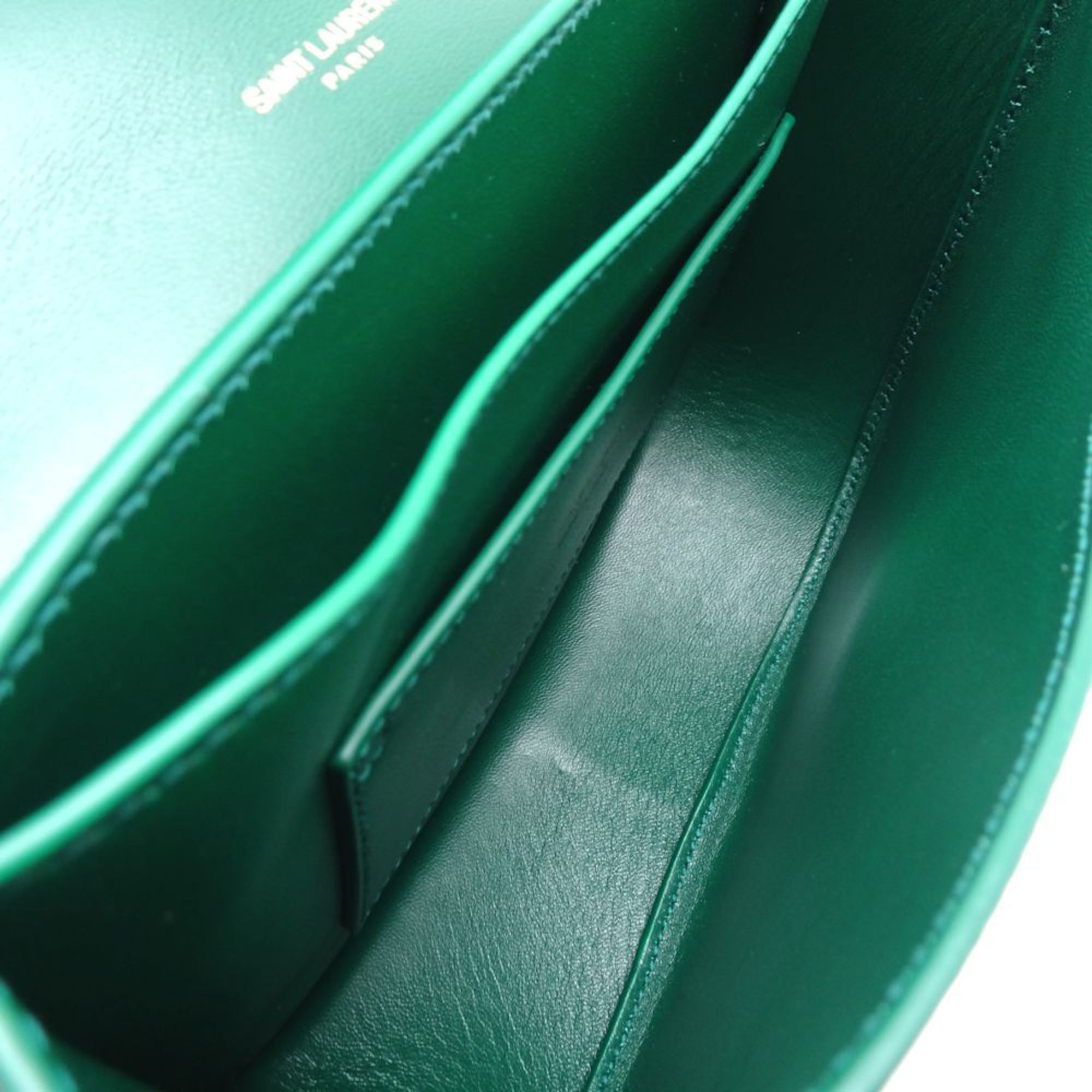 SAINT LAURENT Kaia 619740 Shoulder Bag Small Size Embossed Leather Green 351208
