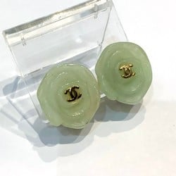 CHANEL Camellia Earrings 02P Green x Gold KB-8347