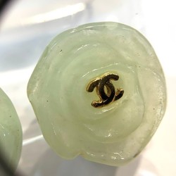 CHANEL Camellia Earrings 02P Green x Gold KB-8347