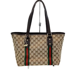 GUCCI Sherry Line Tote Bag 1373696 467891 Brown GG Canvas x Leather Corner Torn KB-8332