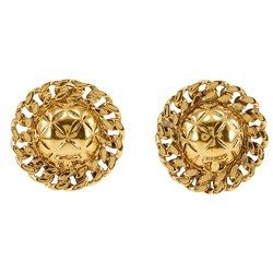 CHANEL Coco Mark Earrings, Matelasse Chain, Gold Plated, Approx. 19.1g, COCO Mark, Women's