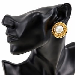 CHANEL Earrings, Gold Plated x Fake Pearl, Approx. 37.9g, Women's