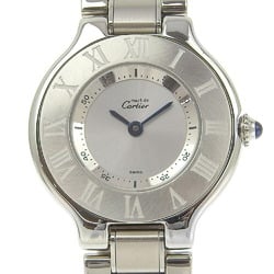 Cartier Vantian Wristwatch W10109T2 Stainless Steel Quartz Analog Display Silver Dial Ladies