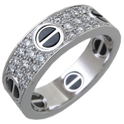 Cartier #58 Love Black Ceramic Diamond Men's Ring B4207658 750 White Gold Size 18