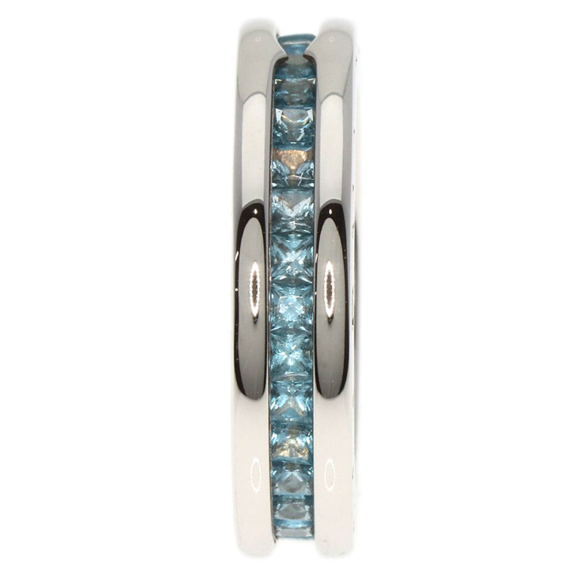 BVLGARI B-zero1 B-zero One Band XS Blue Topaz #49 Ring, K18 White Gold, Women's