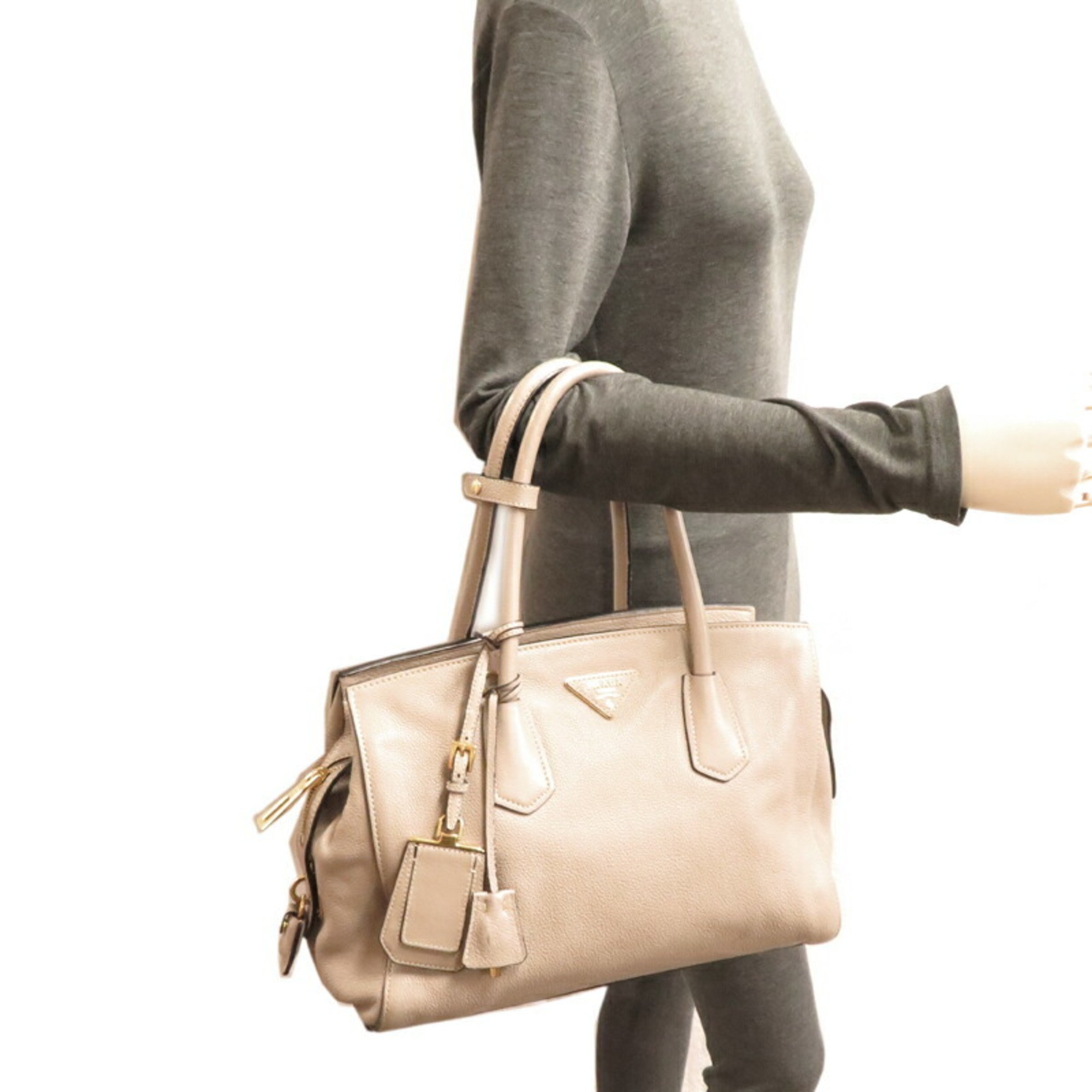 Prada 2way shoulder bag, women's handbag, BN2769, leather, beige
