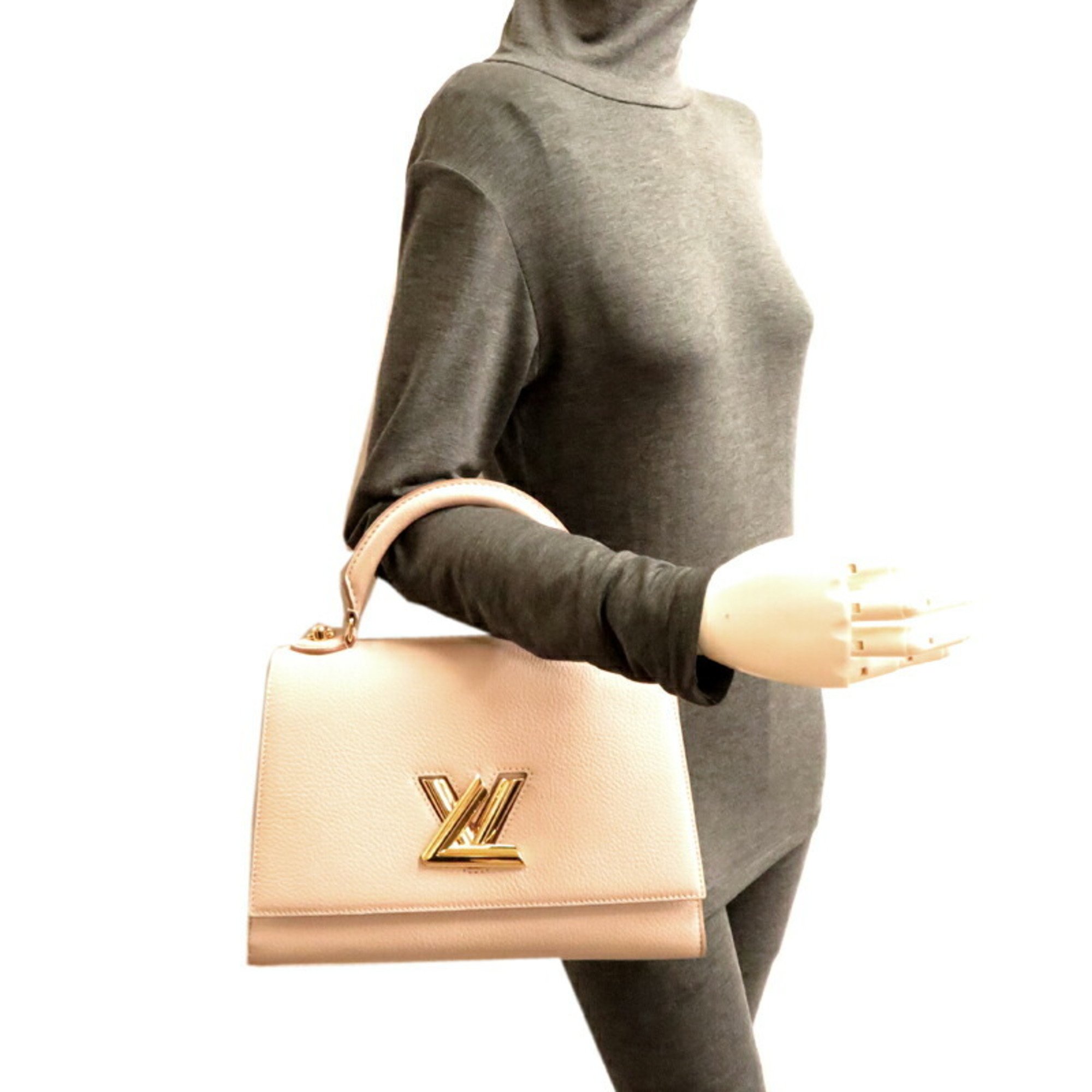 Louis Vuitton Twist One Handle MM Women's Handbag M57092 Taurillon Greige