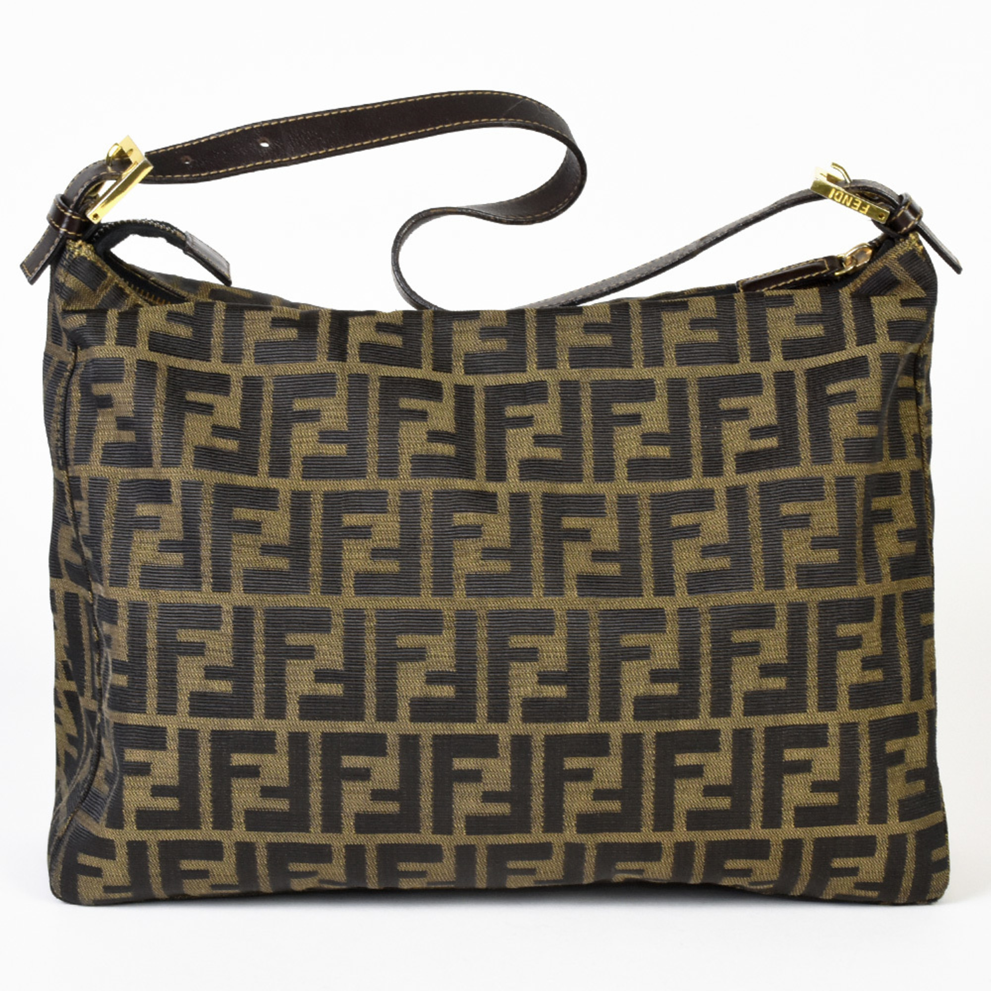 FENDI Zucca pattern Mamma Baguette shoulder bag canvas leather 26425 brown