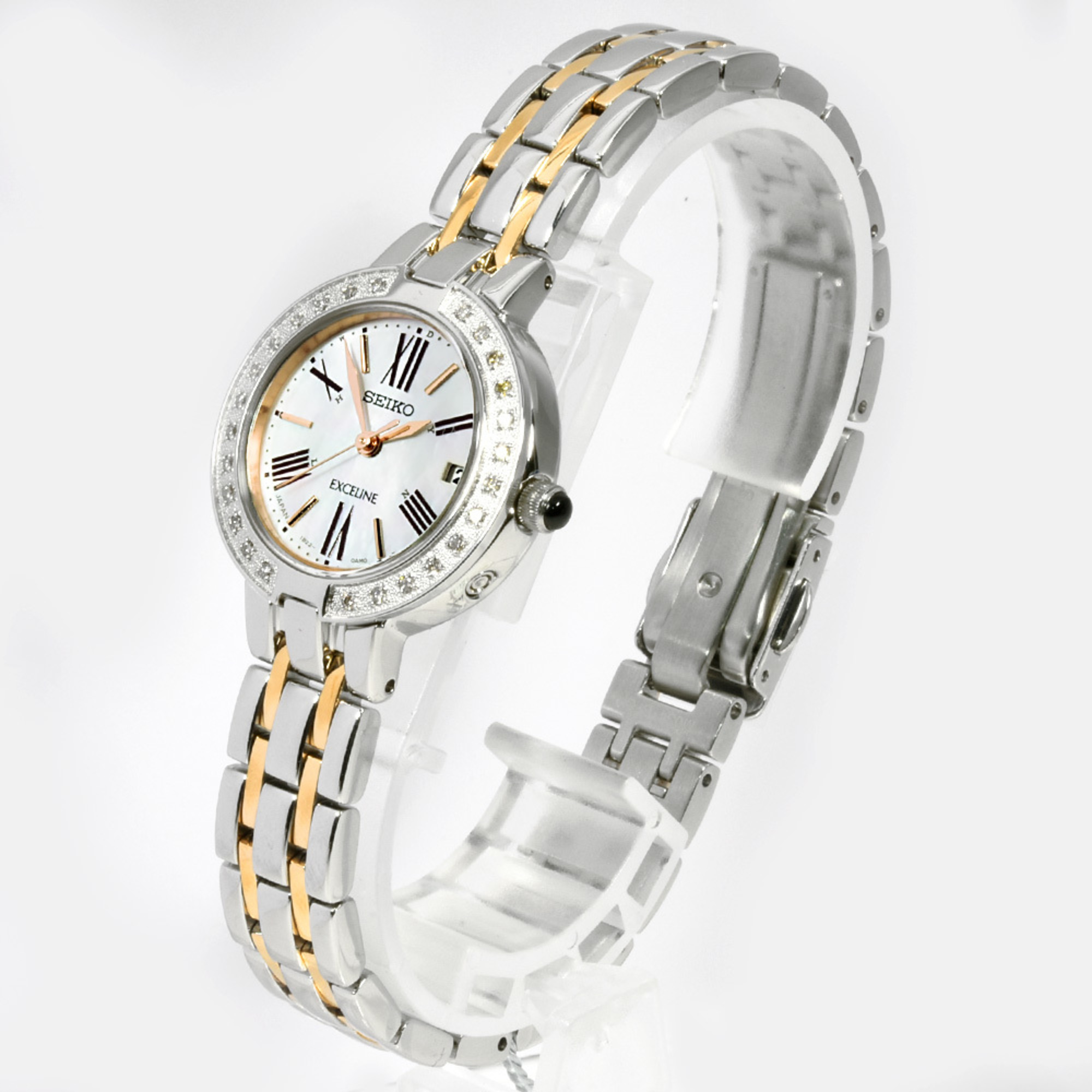 Seiko SWCW008 Dolce & Exceline Watch Solar White Shell Dial Ladies