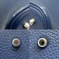 Hermes Picotin Lock MM □N stamped silver (palladium) hardware ladies handbag Taurillon Clemence Blue Prince (navy)
