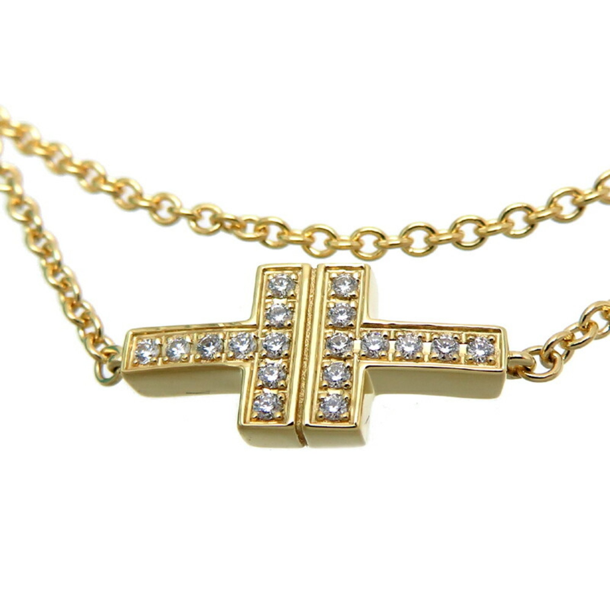 Tiffany T TWO Double Chain Diamond Women's Bracelet 750 Yellow Gold