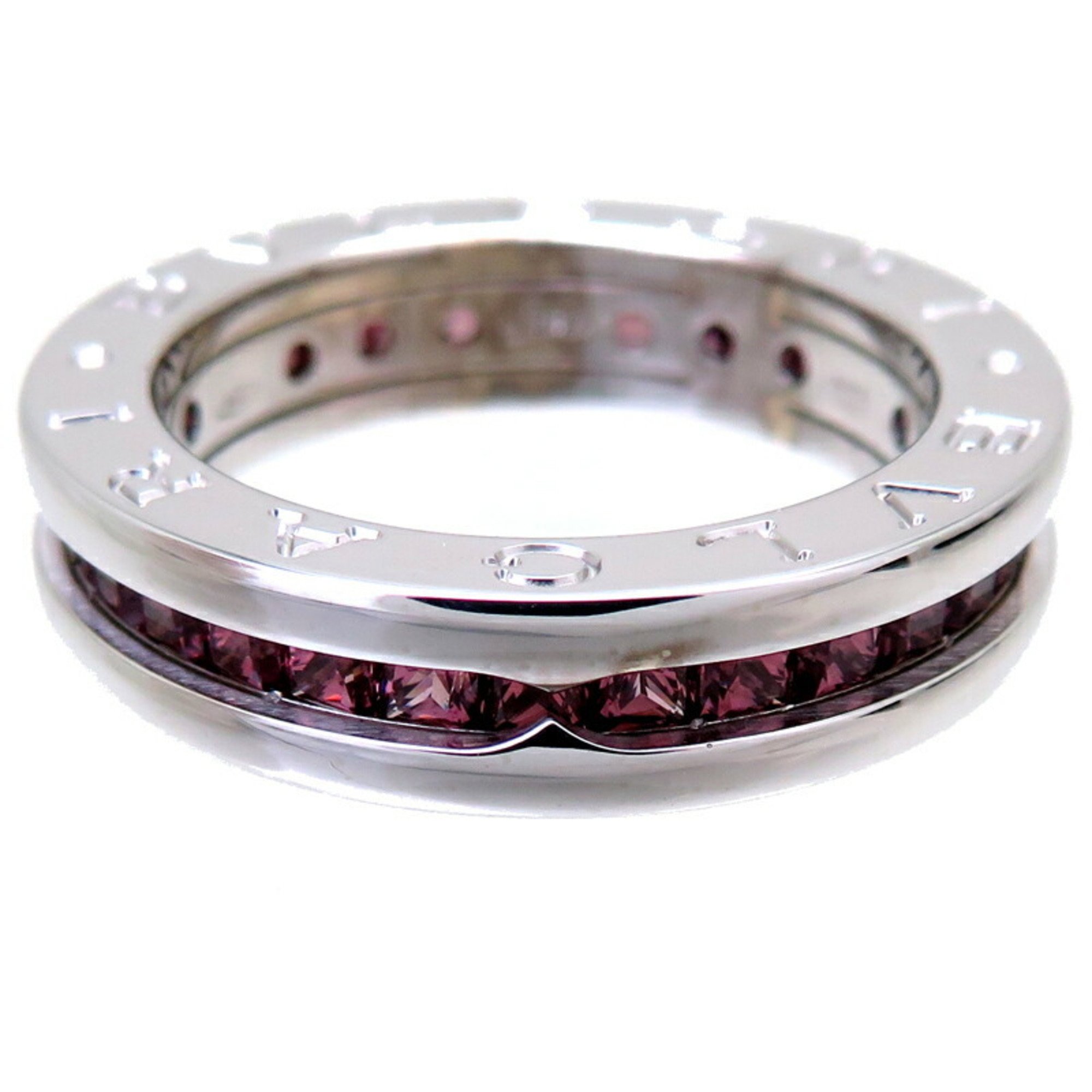 Bvlgari Bulgari #51 B.zero1 1-band Rhodolite Garnet Women's Ring, 750 White Gold, Size 11