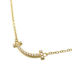 Tiffany 0.03ct Diamond T Smile Women's Necklace 750 Yellow Gold