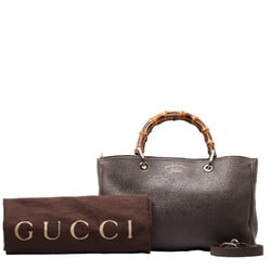 Gucci Bamboo Handbag Shoulder Bag Grey Leather Women's GUCCI