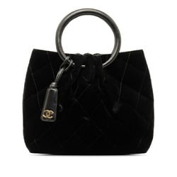 Chanel Matelasse Circle Handle Handbag Black Velour Leather Women's CHANEL