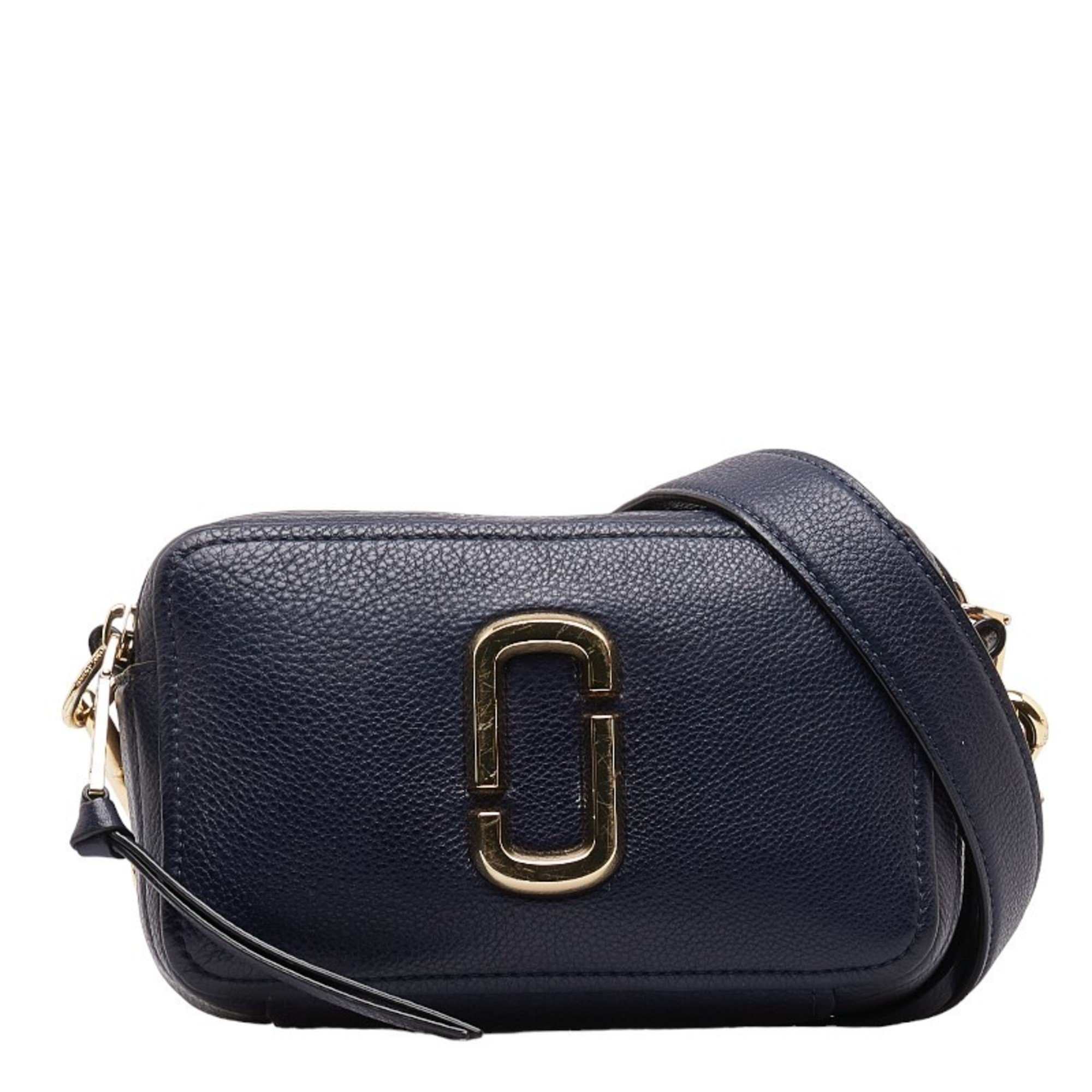 MARC JACOBS The Softshot 21 Shoulder Bag Camera Navy Leather Women's