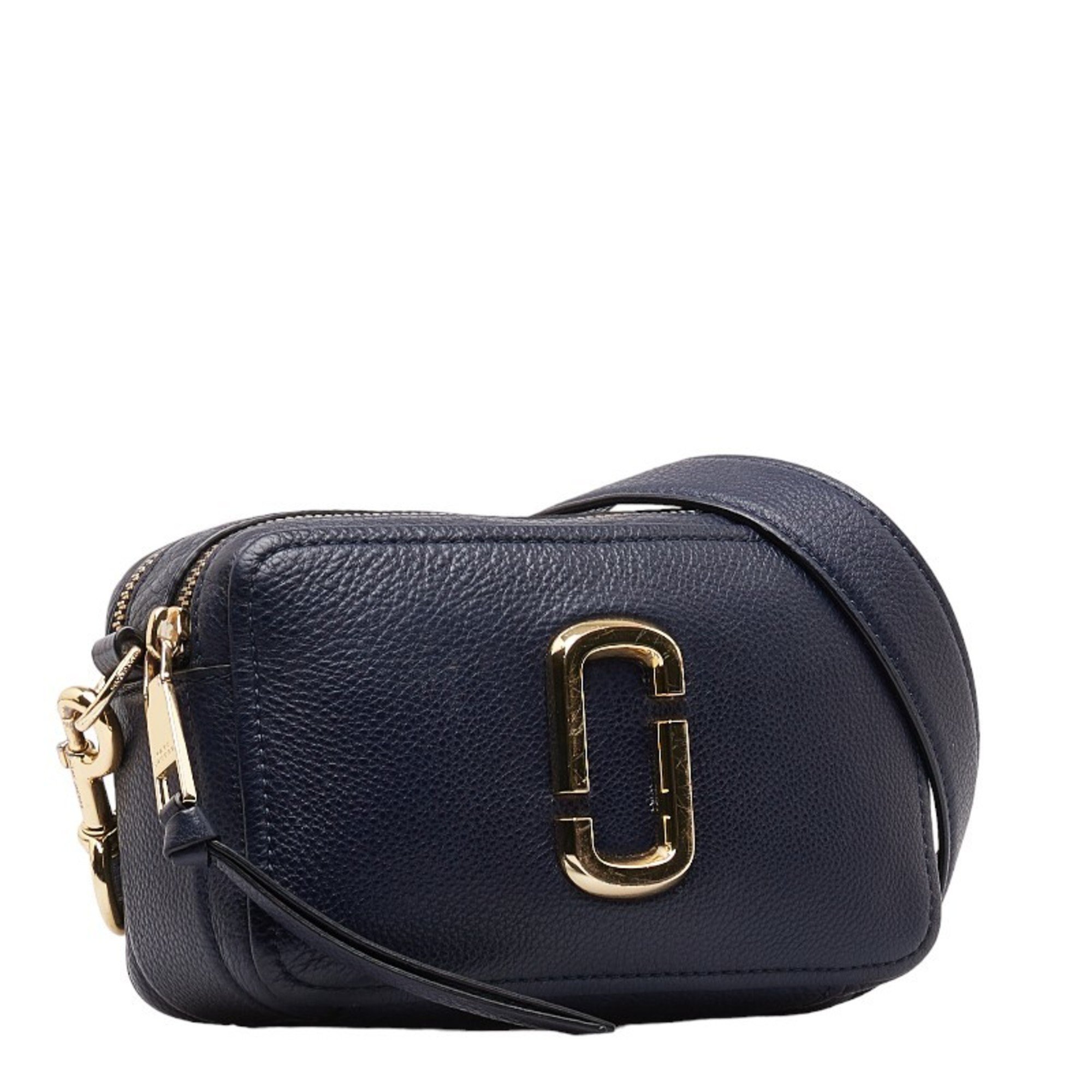 MARC JACOBS The Softshot 21 Shoulder Bag Camera Navy Leather Women's